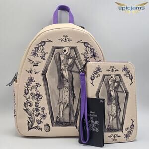 Loungefly Disney Nightmare Before Christmas Jack & Sally Coffin Backpack Set